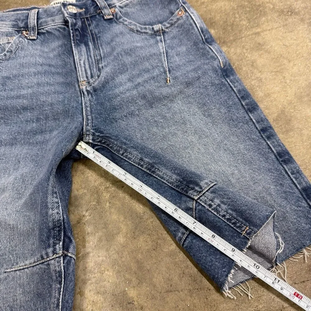 Free People Ghost town high rise long Jean shorts